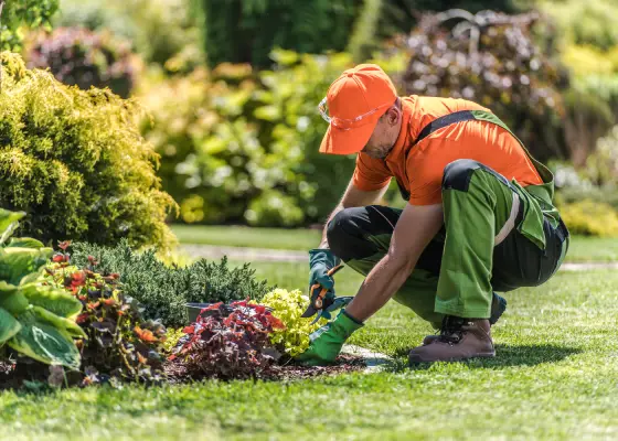 Jardinier travaillant dans un jardin